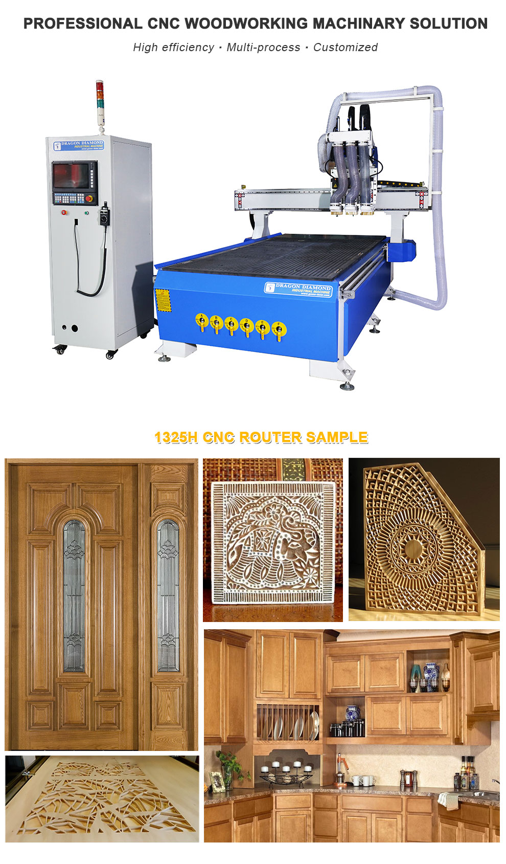 3 Heads CNC Wood Router Machine