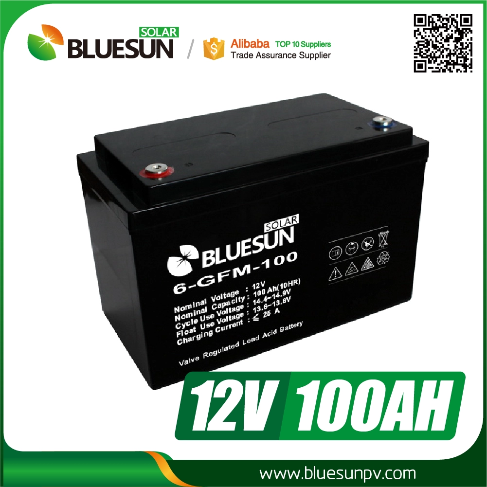 太陽電池の深サイクルの鉛蓄積12V 100AH太陽電池を使用したBluesunの携帯用太陽系