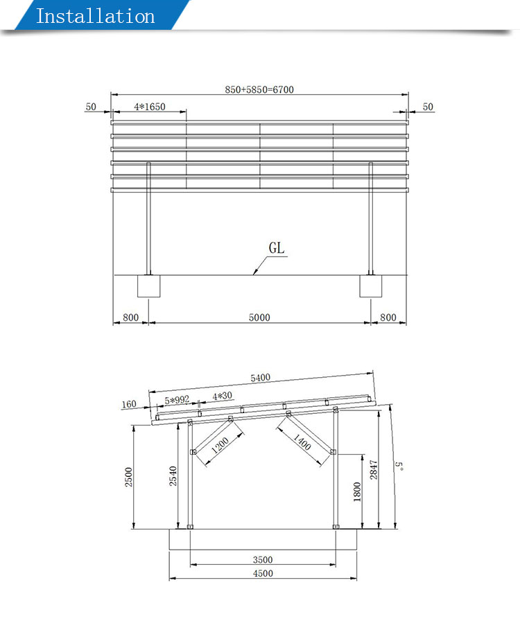 solar Carport mounting bracket System installation