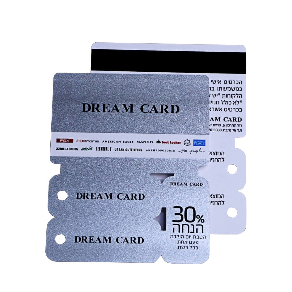バーコード付きシルバーパウダー印刷4In1PVCコンボ磁気カード