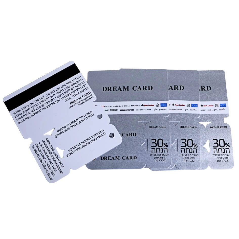 バーコード付きシルバーパウダー印刷4In1PVCコンボ磁気カード