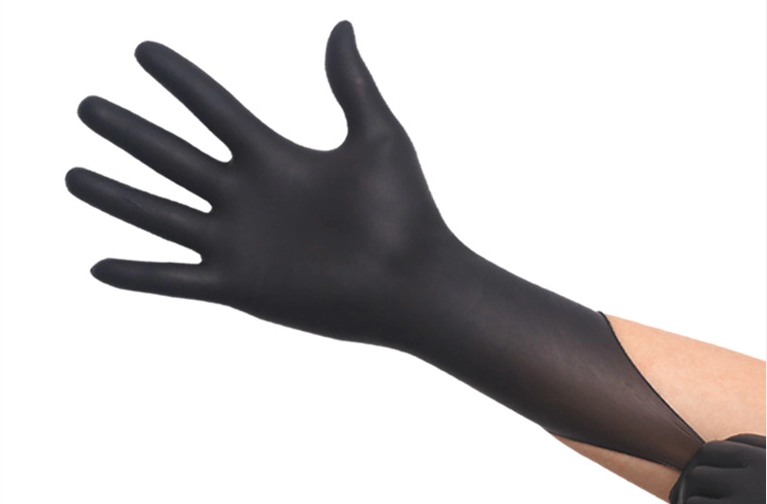 黒の使い捨てニトリル医療用手袋