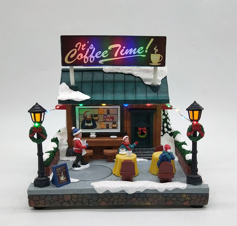 ライトアップアニメーションクリスマス屋外ハッピーコーヒーショップ