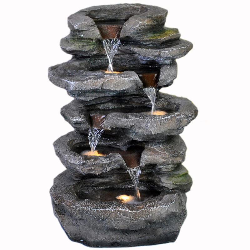 ガーデンロック滝風景噴水LEDライトストーン