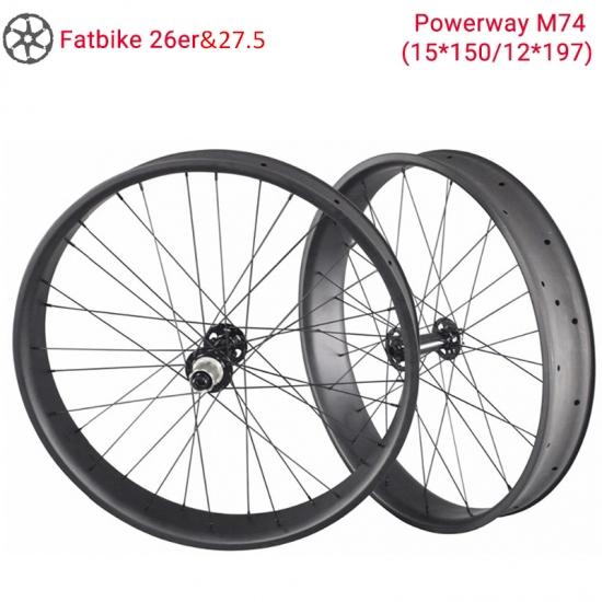 Lightcarbon 26er＆27.5 Snow Bike Wheel Powerway M74 Fatbikeカーボンホイール（幅65/85/90 / 75mm）リム