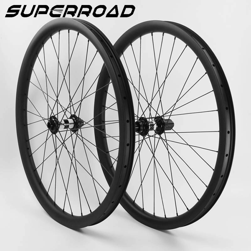 アップグレードされたスーパーロードマウンテンバイクホイールセットカーボンXC33mmデプス自転車チューブレス非対称ホイールDTハブ付き