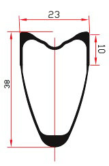 38mm tubular carbon rim profile