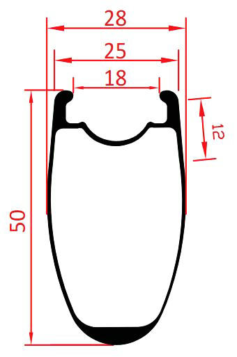 carbon rim clincher 50mm profile