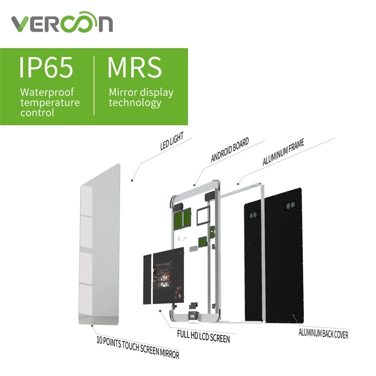 Vercon EspejosInteligentesAndroidタッチスクリーンスマートバスルームミラーテレビマジックミラーインエステート