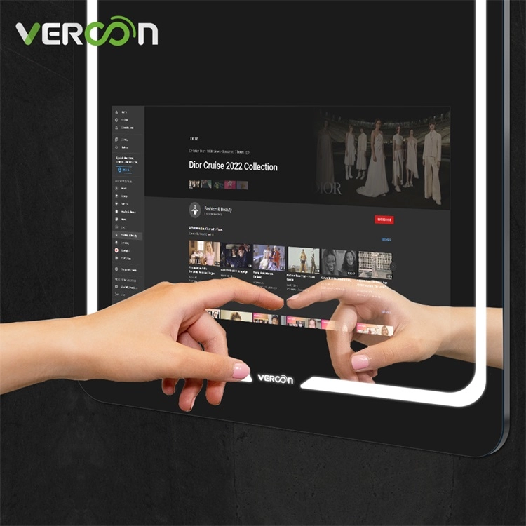Vercon EspejosInteligentesAndroidタッチスクリーンスマートバスルームミラーテレビマジックミラーインエステート