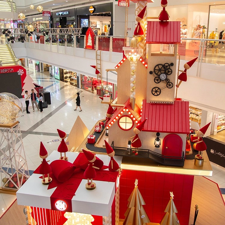 ショッピングモールセンターのファッション赤いクリスマスの装飾
