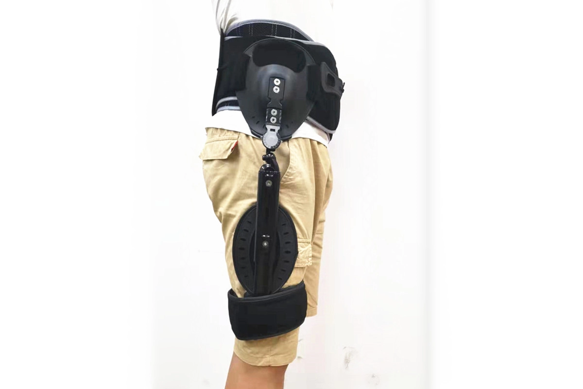 LSOウエストベルトと脚腿ブレース用のROMシステムを備えたヒンジ付き股関節外転
