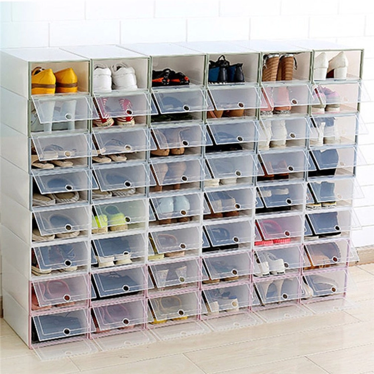 高品質の透明なアクリルの靴箱、透明な磁気装飾