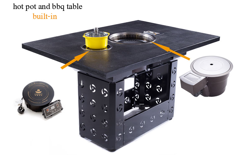 電磁調理器とバーベキューグリルを内蔵したCENHOT韓国式レストランBBQグリル鍋テーブル