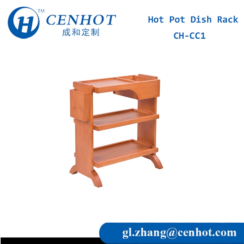 販売用業務用キッチンカート木製収納ディッシュラック（サイズ：3タイヤ）-CENHOT