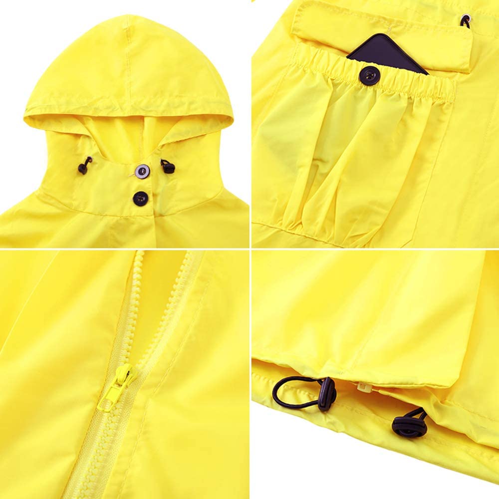 yellow drawstring waist raincoat