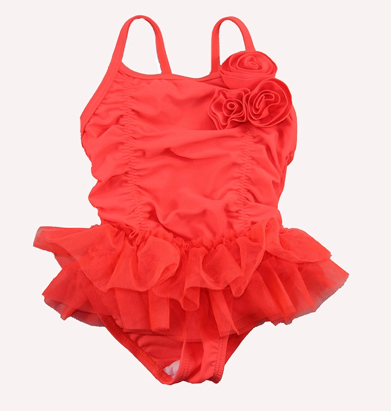 幼児の女の子のための真っ赤なスカート付きワンピース水着
