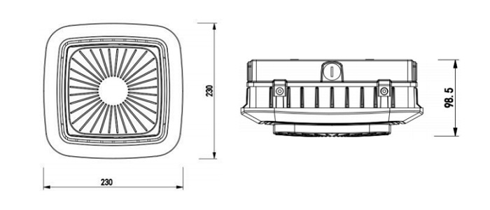 dimension of garage light