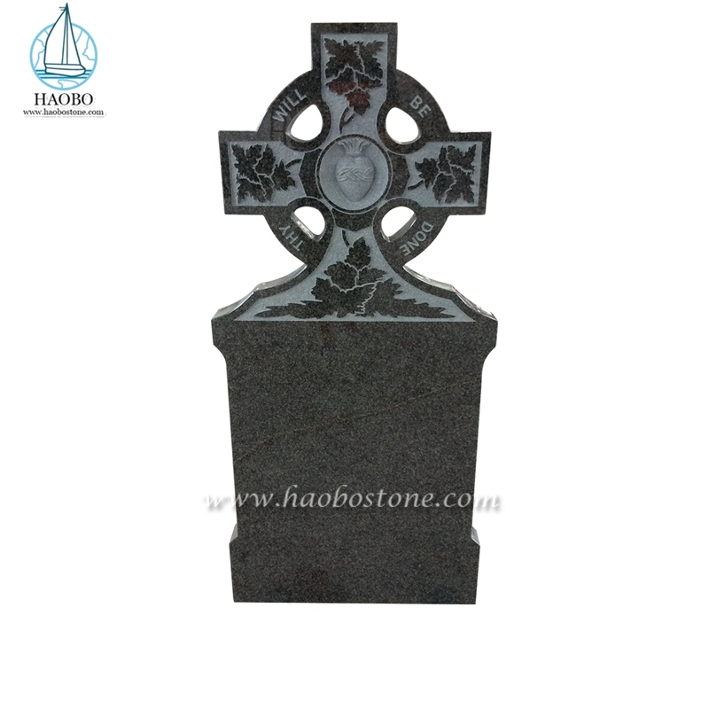 G654花崗岩ケルト十字彫刻葬儀墓石
