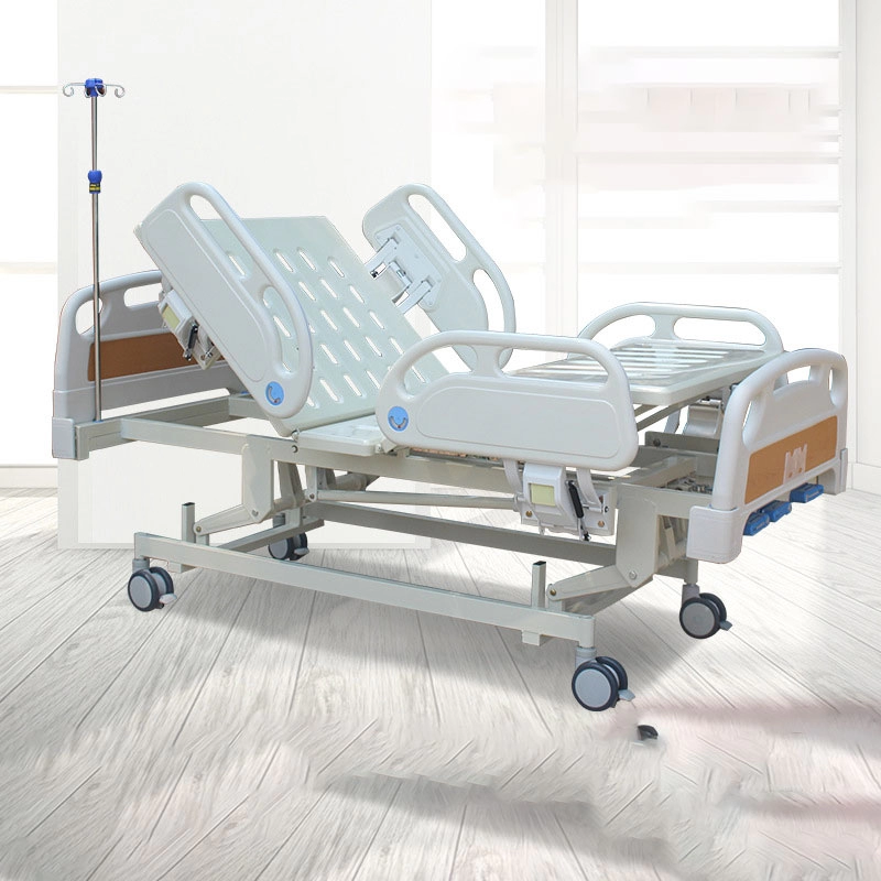3つのクランク手動医療用金属病院用ベッド