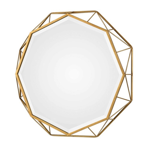 八角形の金属の斜角の壁掛け鏡