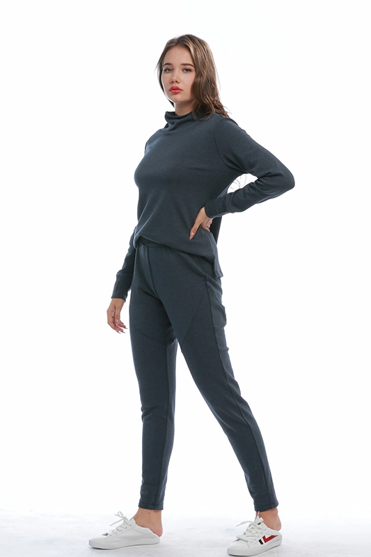チャイナファクトリーカジュアルベーシックスリムエラスティックウエストポケットジョガーなしアクティブウェア女性用スウェットパンツ