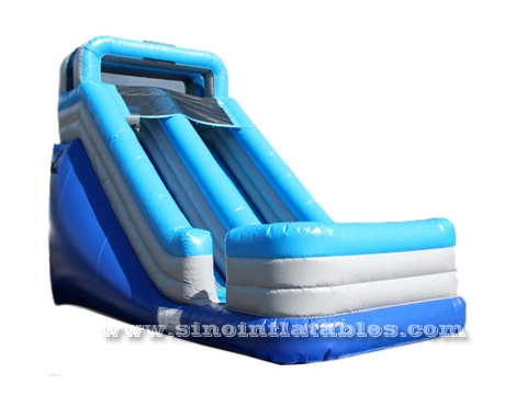 子供のための18フィートの水色のハイレールシングルレーンインフレータブルスライド