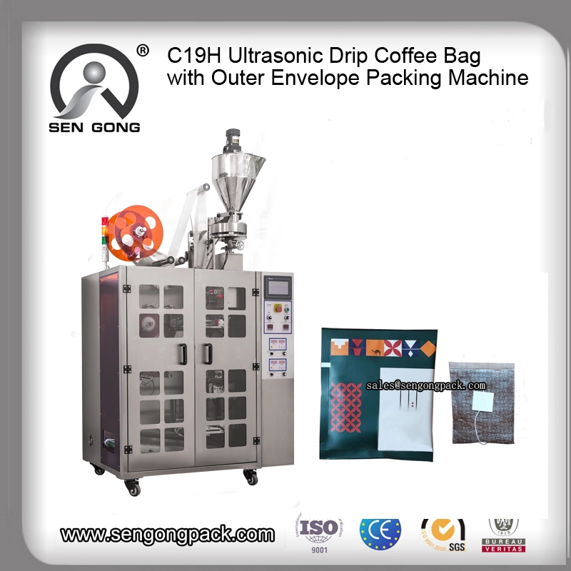C19H PLA超音波ドリップバッグ包装機アイルランドコーヒー用外封筒付き