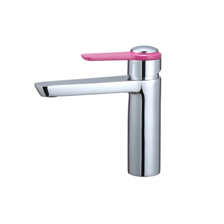 ピンクのシングルハンドル洗面器の蛇口洗面器の水栓