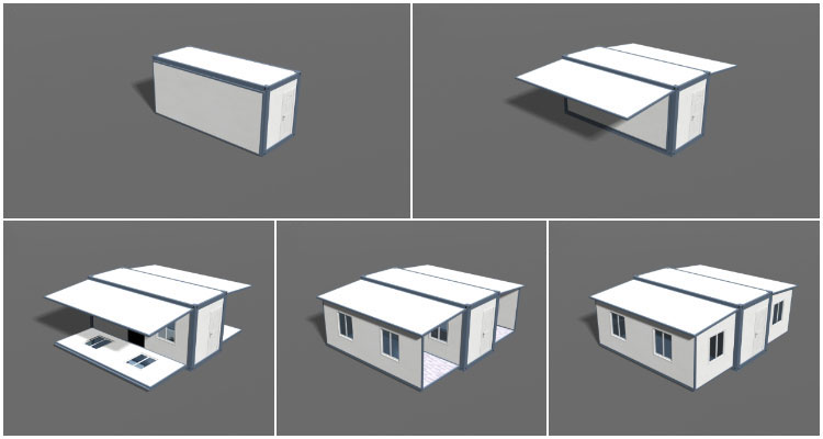 プレハブのモダンな 3 ベッドルーム リビング拡張可能なコンテナ ハウス