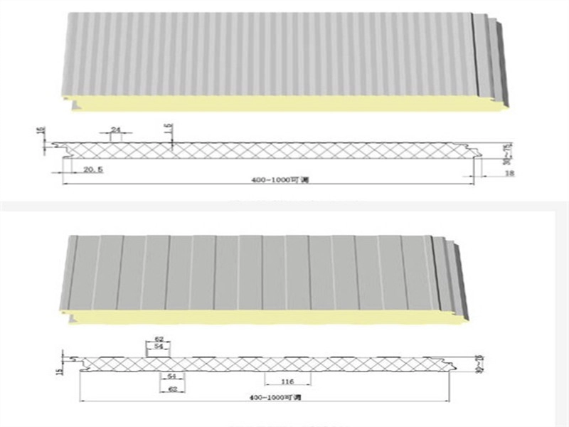 金属壁クラッディング システム用の絶縁されたポリウレタン サンドイッチ パネル