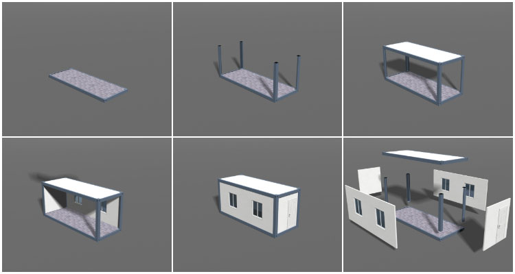 モダンなプレハブコンテナ寮の建物