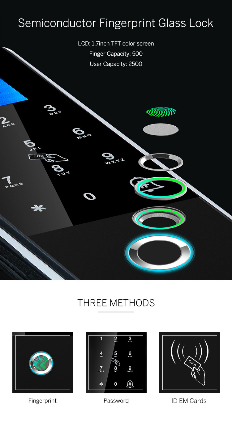 半導体指紋認証ガラスロック